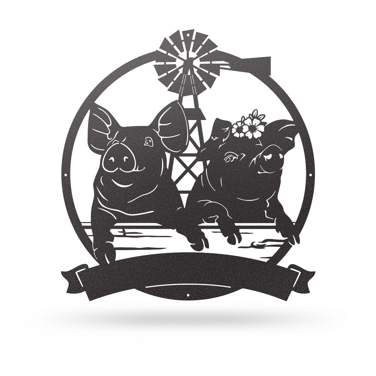 Happy Pigs Couple on a Farmland Monogram