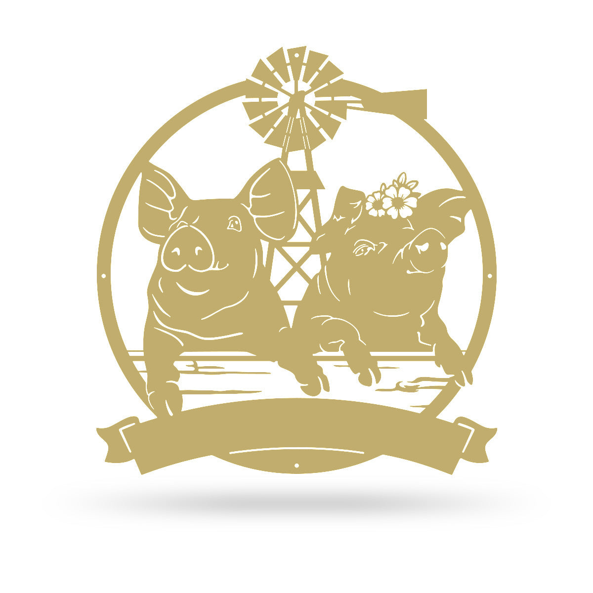 Happy Pigs Couple on a Farmland Monogram