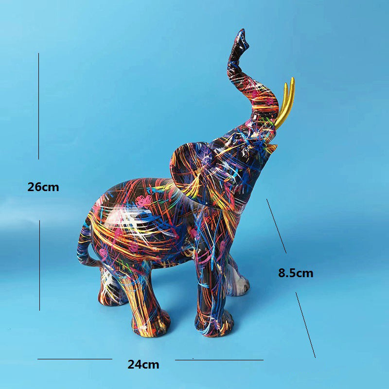 Creative Graffiti Elephant Figurine