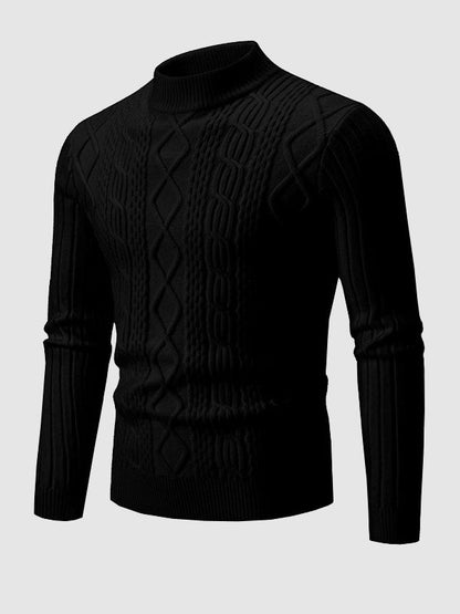 Einfarbiger, geometrischer Pullover mit schmalem Stehkragen für Herren