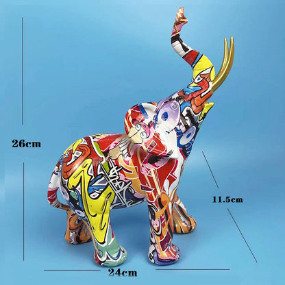Creative Graffiti Elephant Figurine