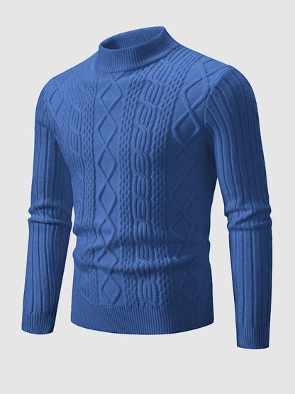 Einfarbiger, geometrischer Pullover mit schmalem Stehkragen für Herren