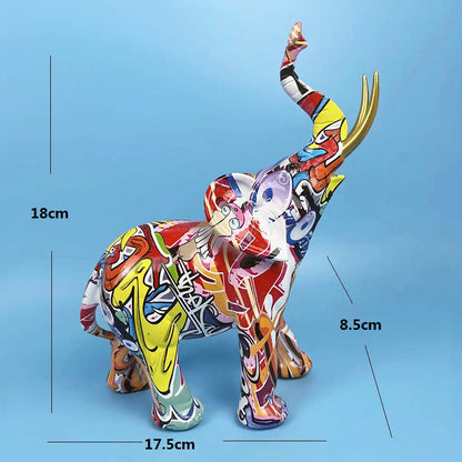 Creative Graffiti Elephant Figurine