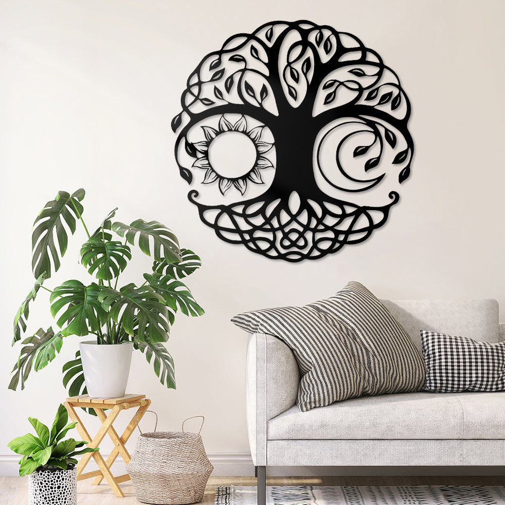 Sun and Moon Tree of Life Metal Wall Art