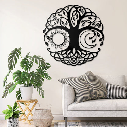 Sun and Moon Tree of Life Metal Wall Art