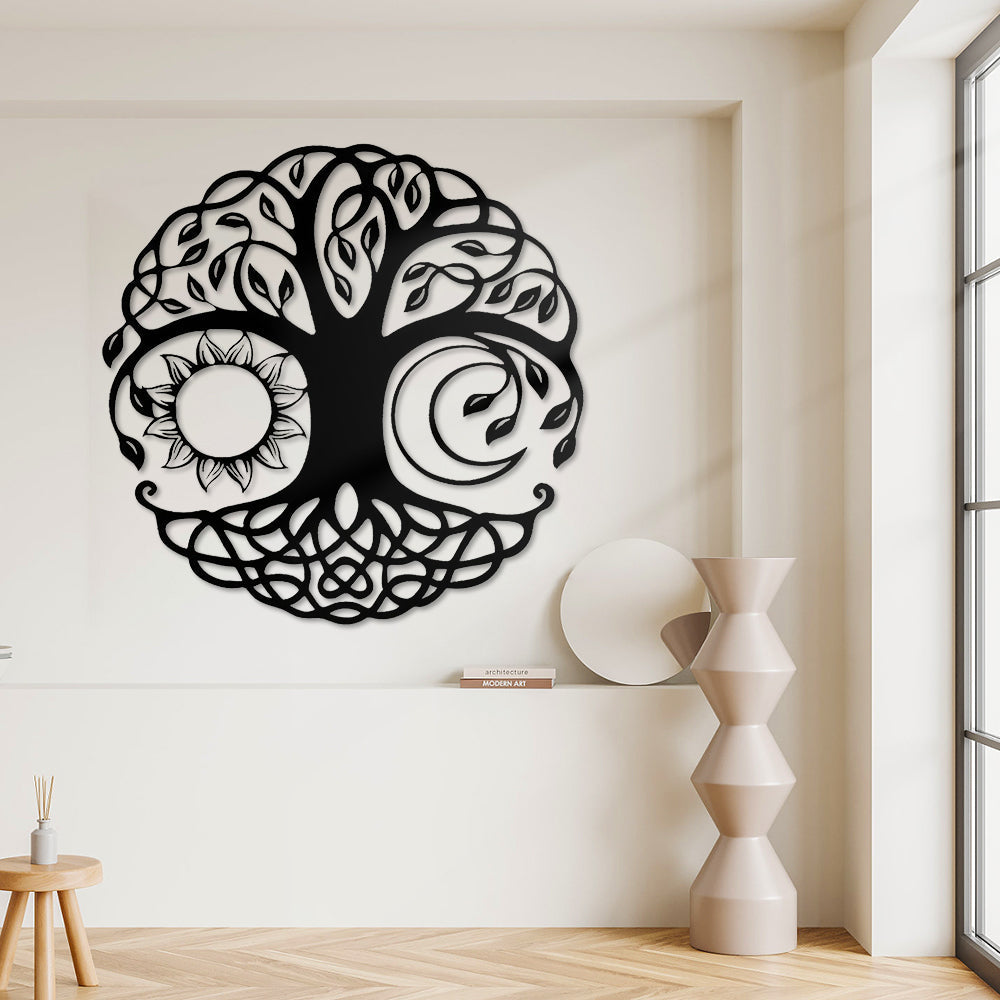 Sun and Moon Tree of Life Metal Wall Art