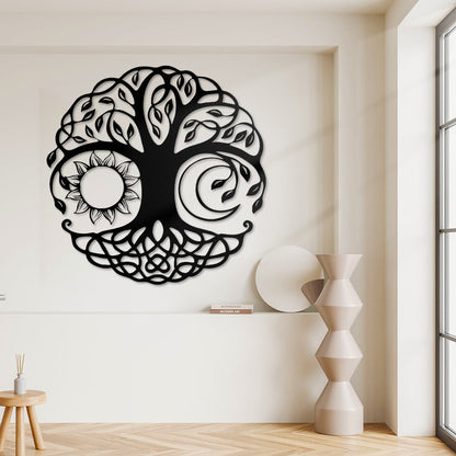 Sun and Moon Tree of Life Metal Wall Art