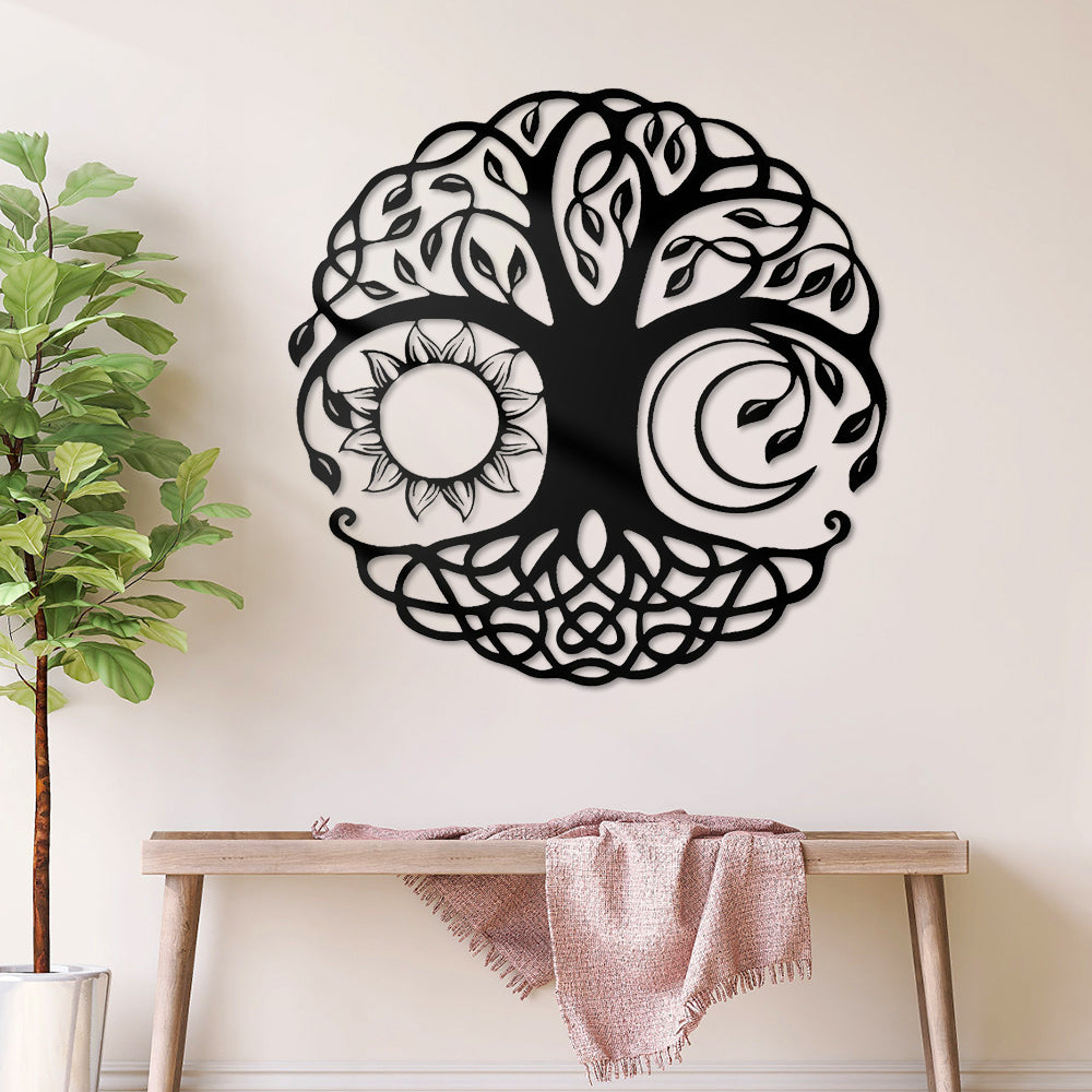 Sun and Moon Tree of Life Metal Wall Art