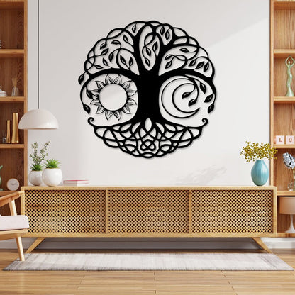 Sun and Moon Tree of Life Metal Wall Art