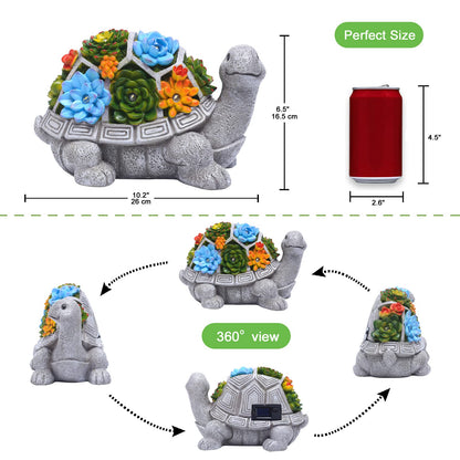Solar Turtle Statue - Garden Decoration Outdoor Statue Succulent Plant Pot