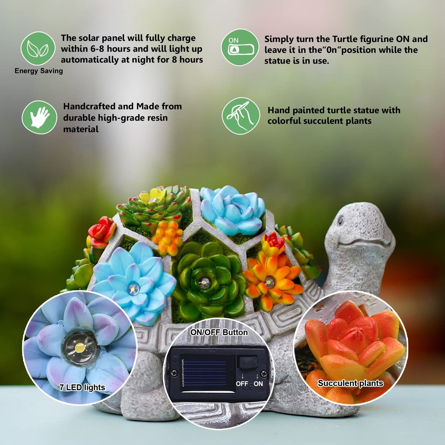 Solar Turtle Statue - Garden Decoration Outdoor Statue Succulent Plant Pot