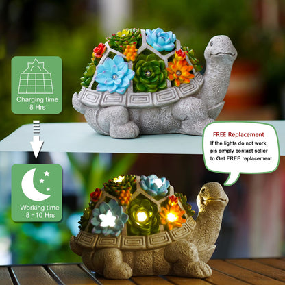 Solar Turtle Statue - Garden Decoration Outdoor Statue Succulent Plant Pot