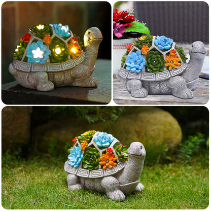 Solar Turtle Statue - Garden Decoration Outdoor Statue Succulent Plant Pot