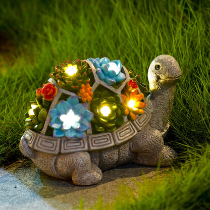 Solar Turtle Statue - Garden Decoration Outdoor Statue Succulent Plant Pot