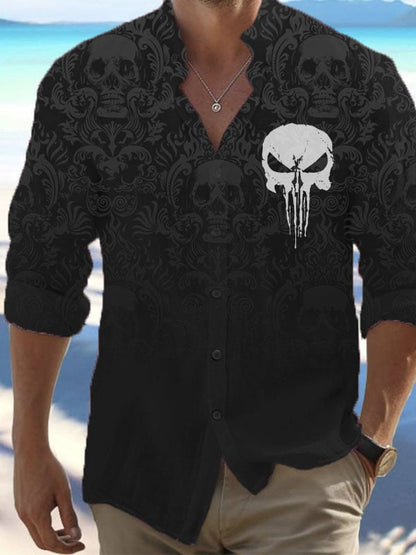Herren Vintage Skull Faith Langarmhemd 