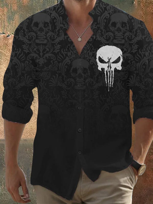 Herren Vintage Skull Faith Langarmhemd 