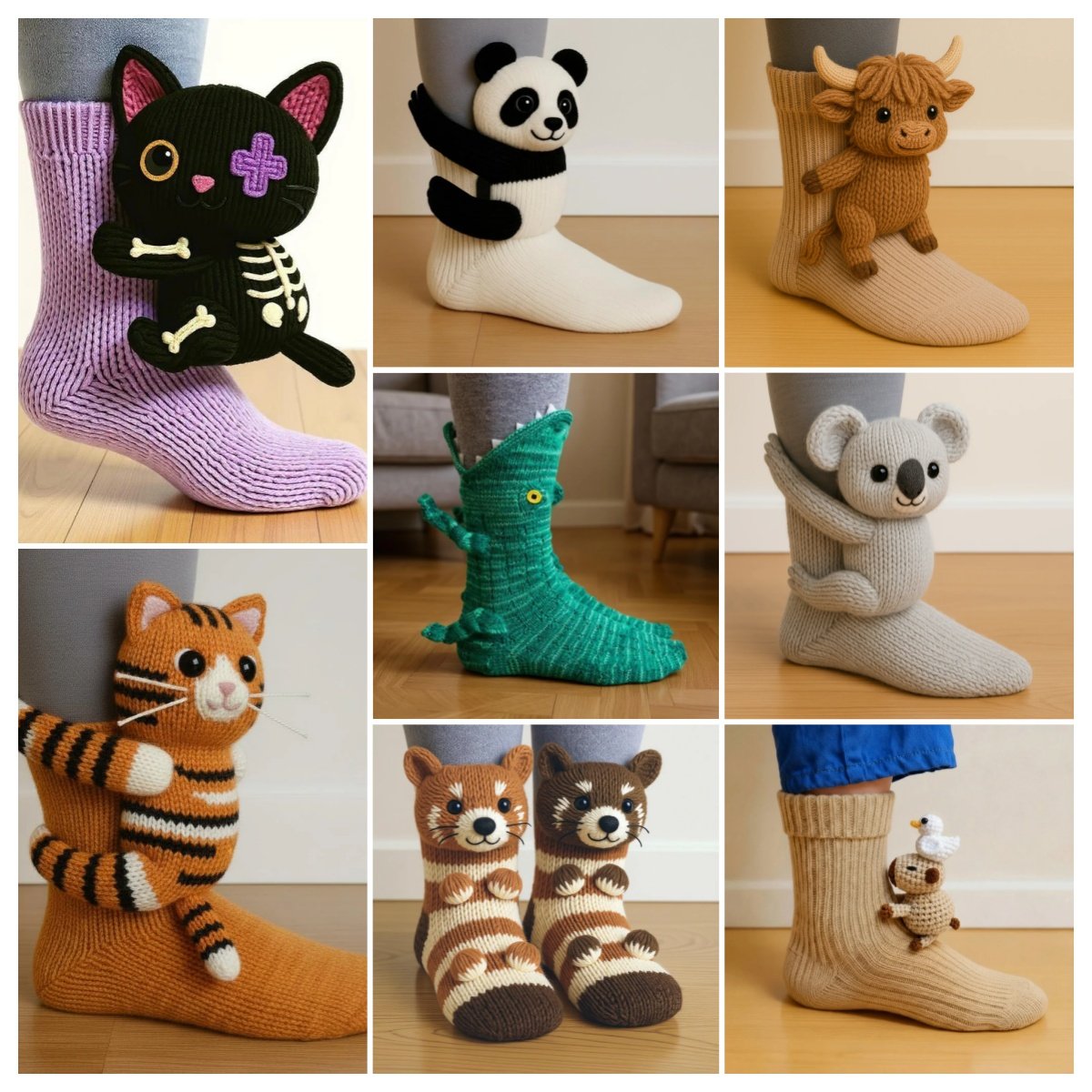 Festive Christmas Socks - 3D Knit Animal Socks