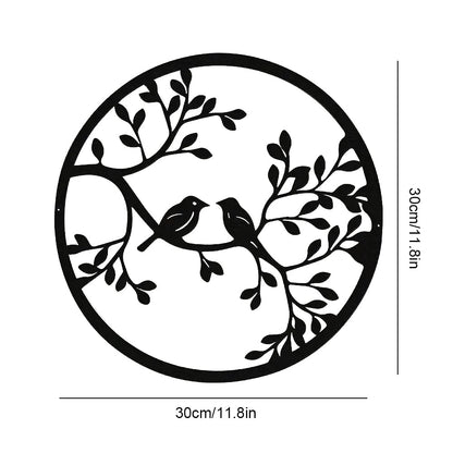 Metal Bird Art Wall Decoration Round Metal Bird Wall Sculpture