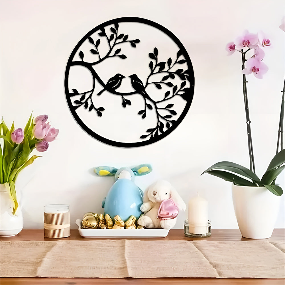 Metal Bird Art Wall Decoration Round Metal Bird Wall Sculpture