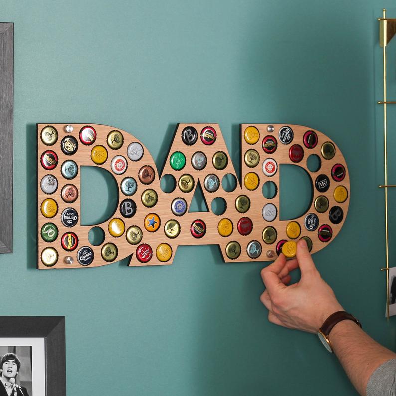 Beer Bottle Cap Holder Wall Art Decoration Gifts for Father