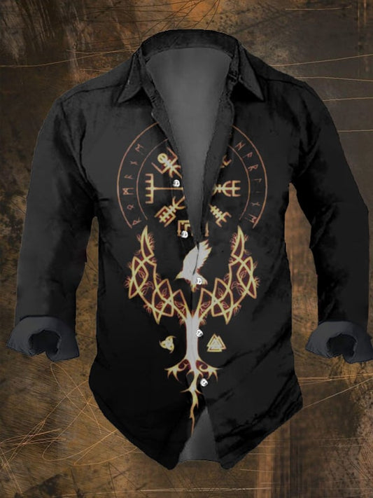 Herrenhemd mit Revers im Vintage-Wikinger-Print 