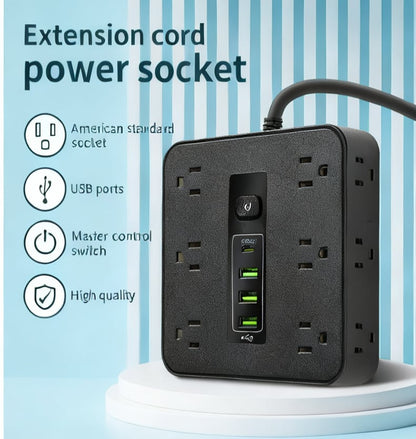 ⚡16-in-1 Power Strip with Switch & Surge Protection,ETL Listed Fireproof Power Strip