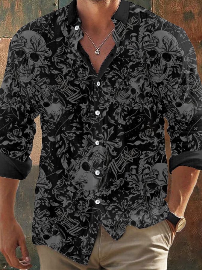 Herren Vintage Skull Faith Langarmhemd 