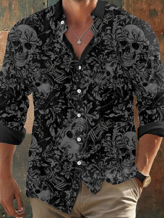 Herren Vintage Skull Faith Langarmhemd 