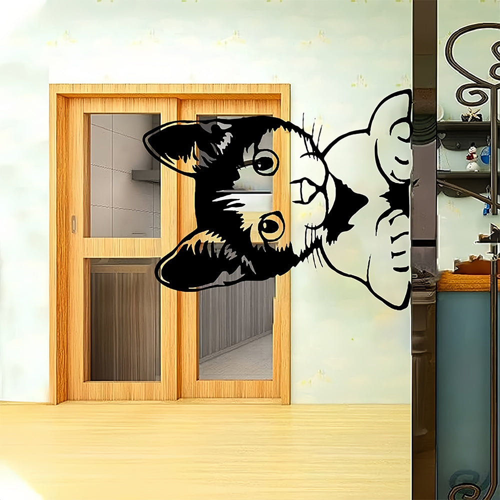 Cute Cat Peeping Animal Outdoor Metal Garden Art
