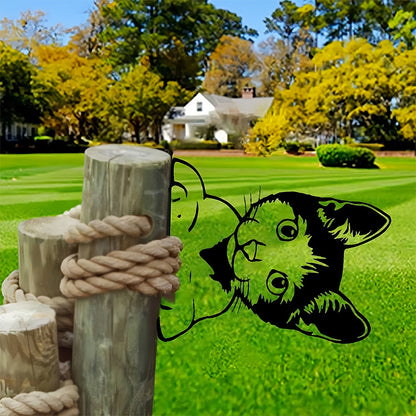 Cute Cat Peeping Animal Outdoor Metal Garden Art