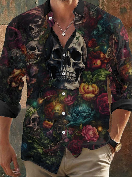 Herren Vintage Skull Faith Langarmhemd 