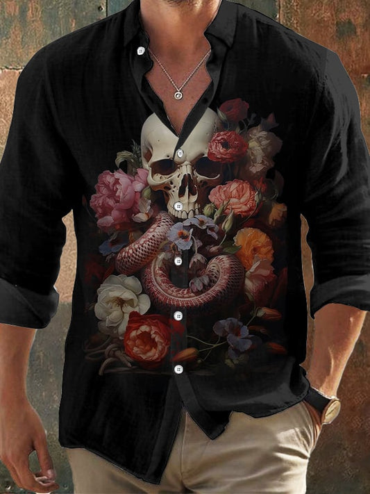 Herren Vintage Skull Faith Langarmhemd 