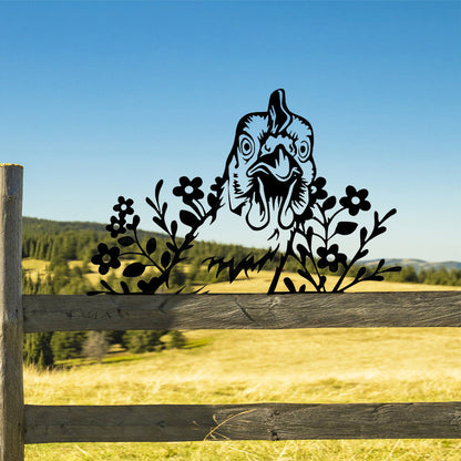 Chicken Farm Peeping Animal Outdoor Metal Garden Art
