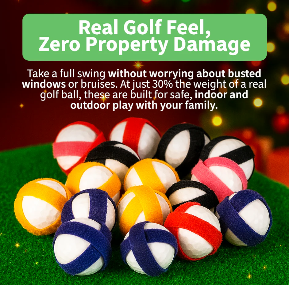 Battle Golf Game - Dual-Sided Mat, Realistic Course Design & Scoring System, Adjustable Height Clubs - Thick Grass-Like Chipping Mat for Indoor/Outdoor Family Golf Activity