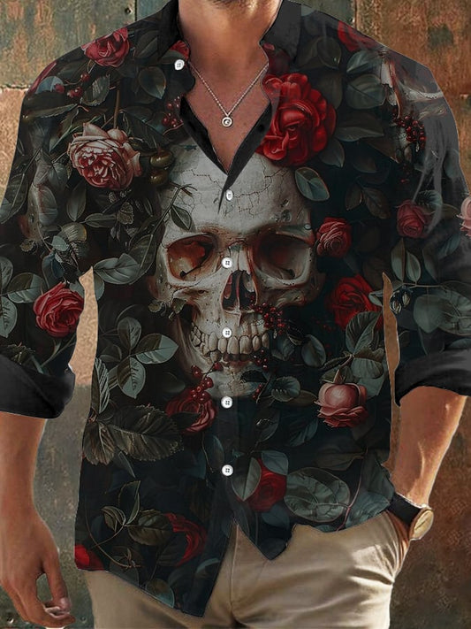 Herren Vintage Skull Faith Langarmhemd 