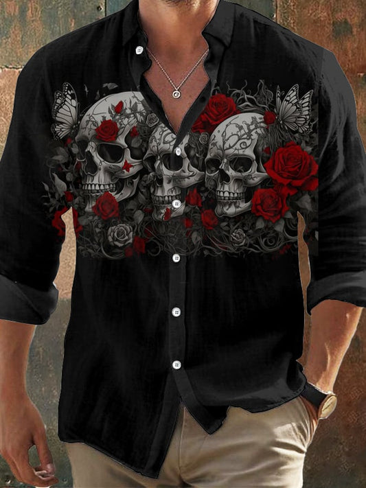Herren Vintage Skull Faith Langarmhemd 
