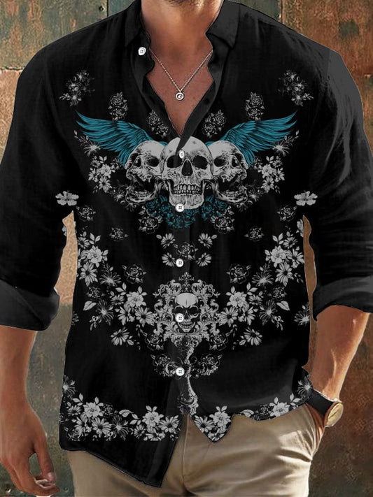 Herren Vintage Skull Faith Langarmhemd 