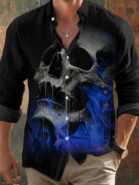 Herren Vintage Skull Faith Langarmhemd 