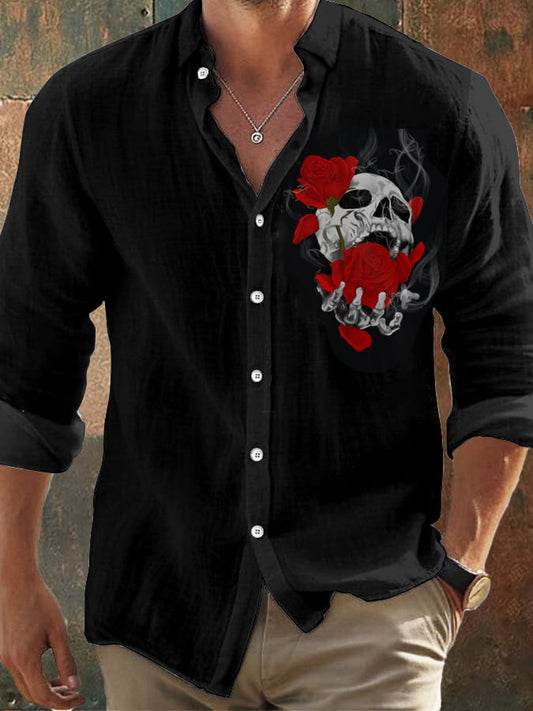 Herren Vintage Skull Faith Langarmhemd 