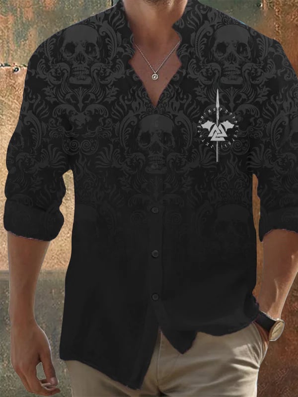 Herren Vintage Skull Faith Langarmhemd 