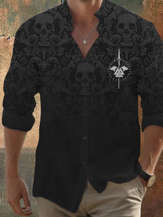Herren Vintage Skull Faith Langarmhemd 