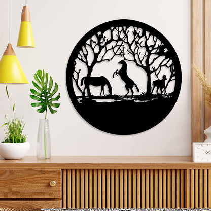 Three Horses Tree of Life Metal Wall Art
