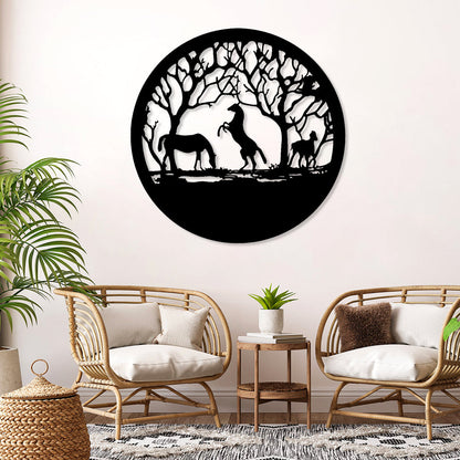 Three Horses Tree of Life Metal Wall Art