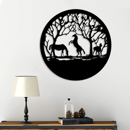 Three Horses Tree of Life Metal Wall Art