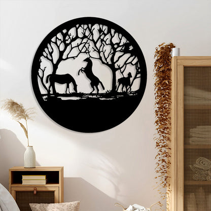 Three Horses Tree of Life Metal Wall Art