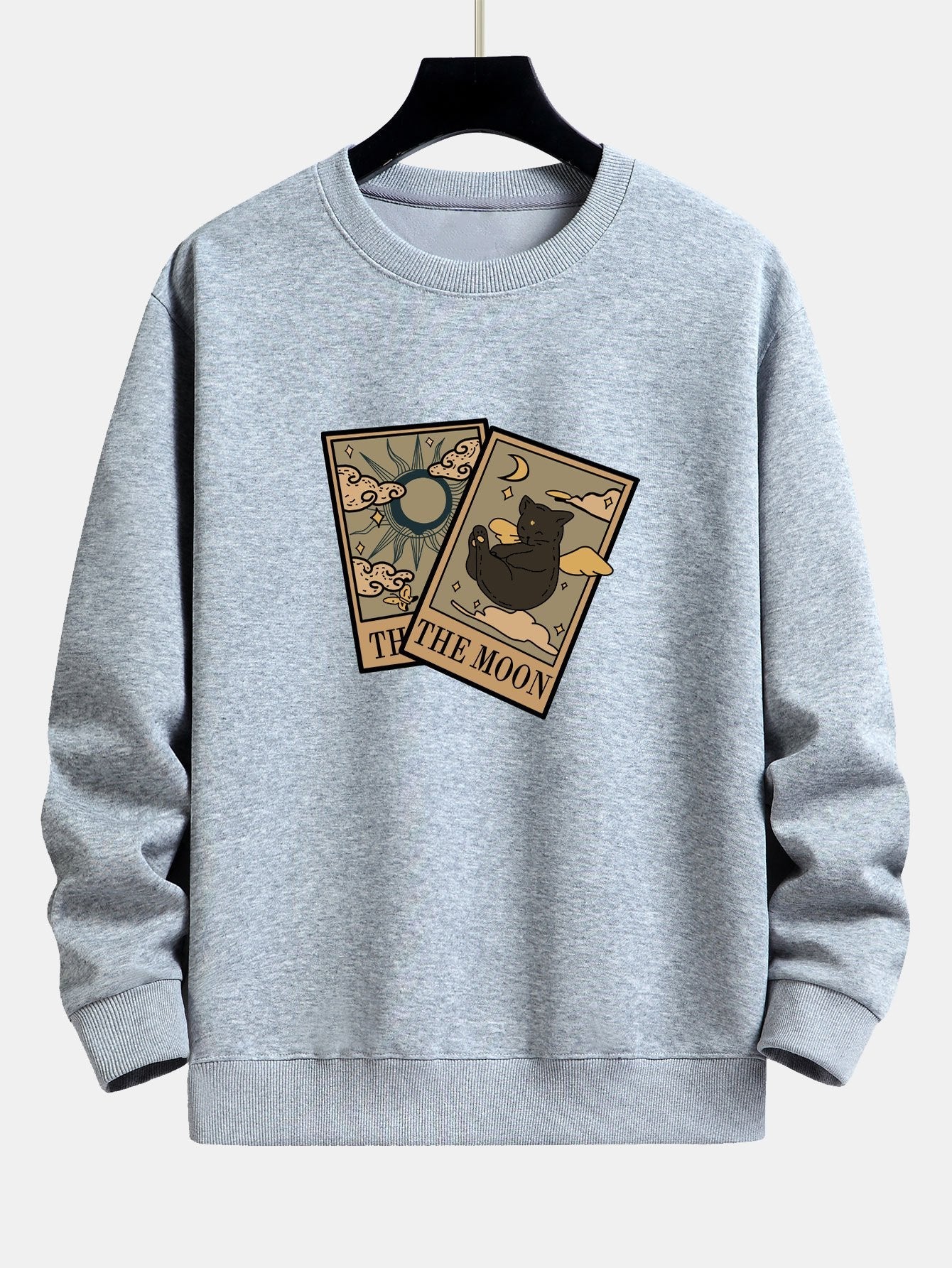 Relaxed Fit Sweatshirt mit Sonne-Mond-Katzen-Print