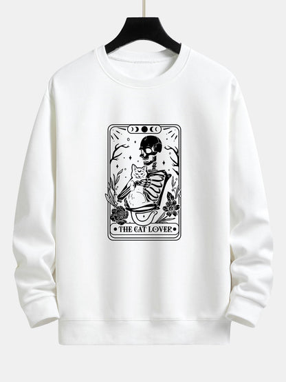 Cat Skeleton Print Relax Fit Sweatshirt