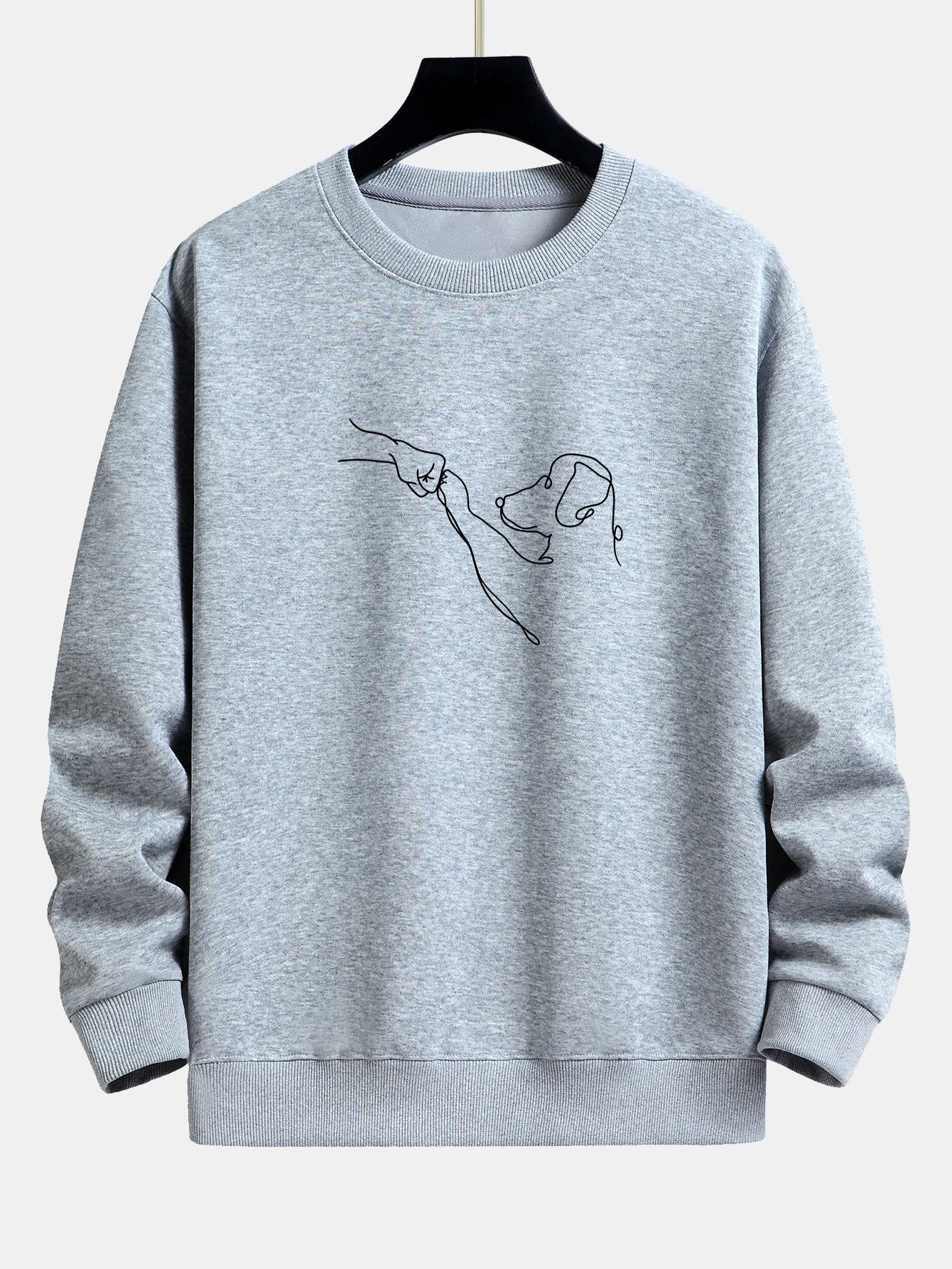 Dog Line Drawing Print Relax Fit Sweatshirt
