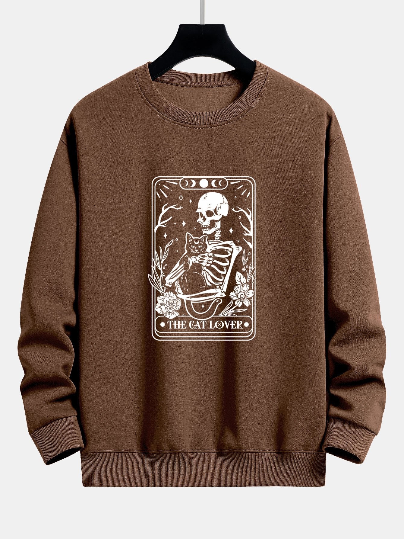 Cat Skeleton Print Relax Fit Sweatshirt