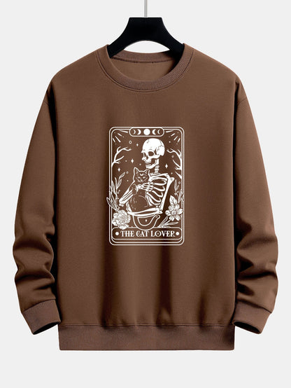 Cat Skeleton Print Relax Fit Sweatshirt